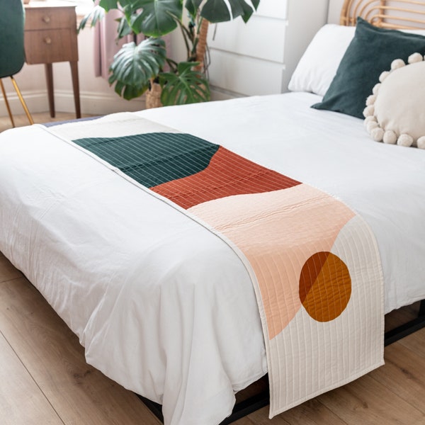 Modern Quilted Long Table Runner – Cabin Dining Room and Thanksgiving Decor