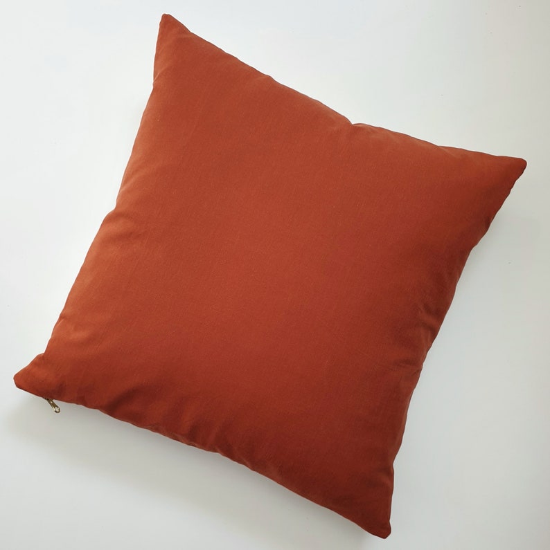 Mid century cushion cover. Rust colored throw pillow. Abstract Etsy
