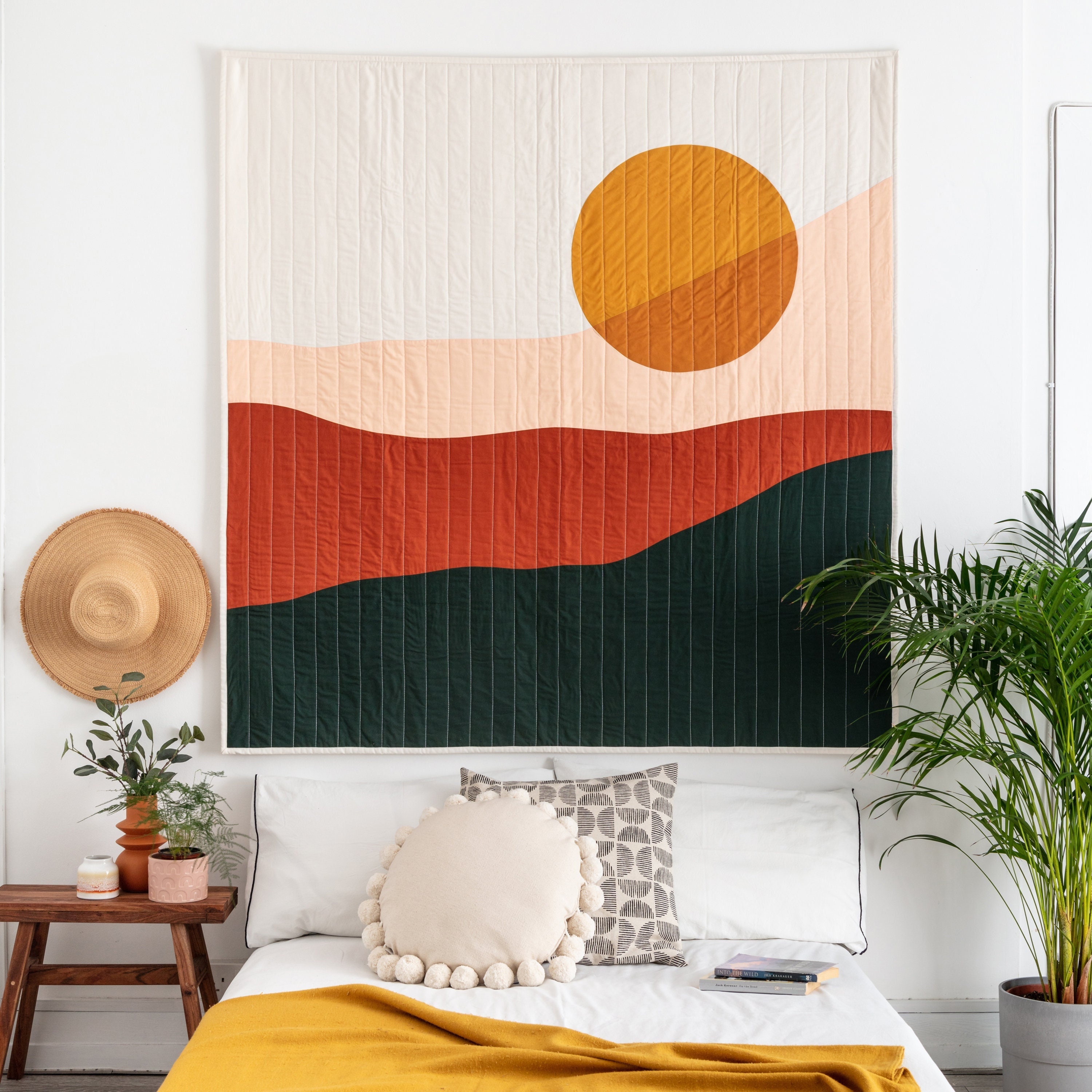 Courtepointe de Montagne, Accrochage Mural Textile, Courtepointe d'art