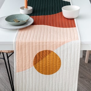 Long Wall Hanging Modern Table Runner Quilted Table Runner Cabin Dining Room Table Runner Thanksgiving Table Runner image 4