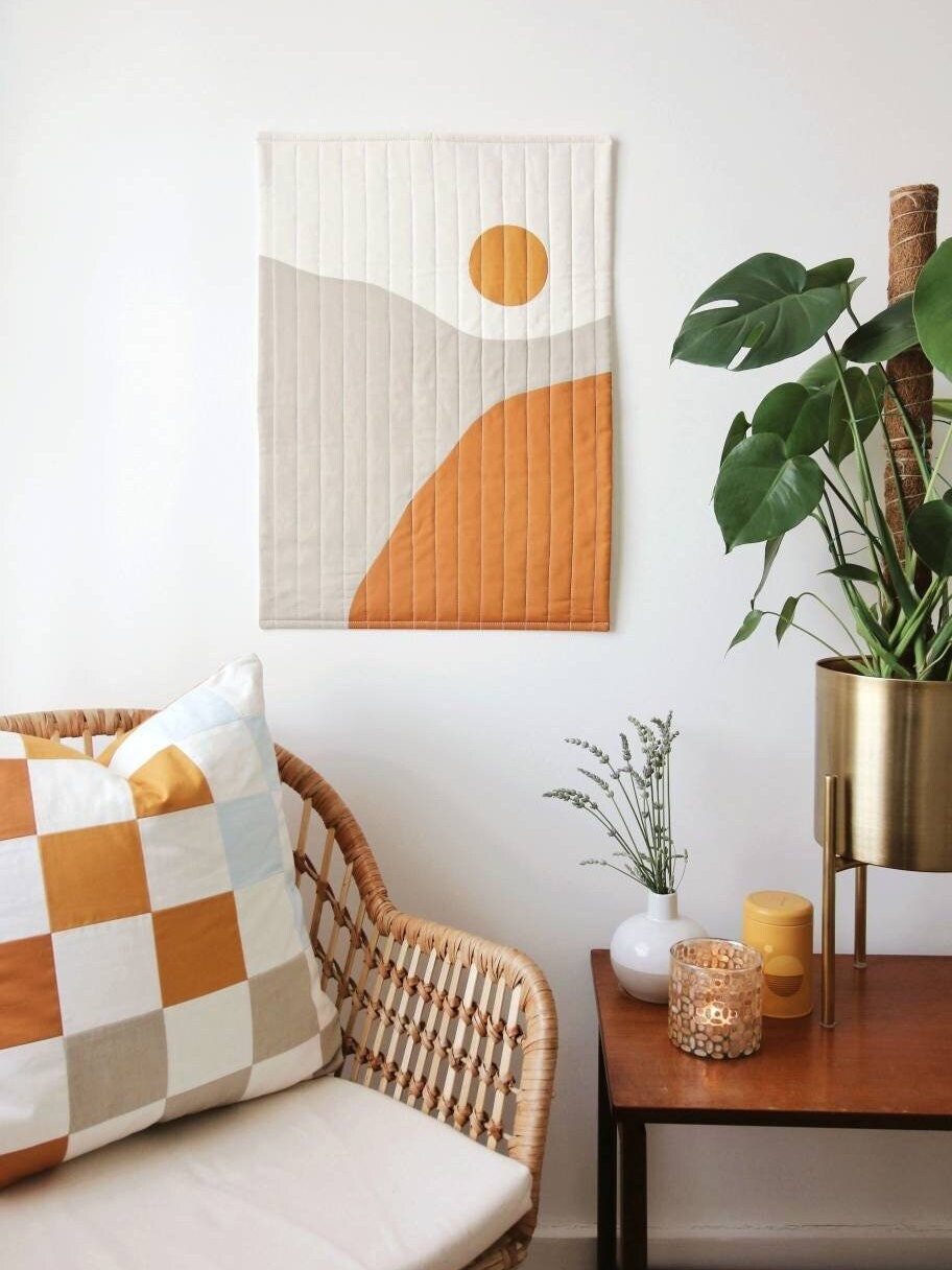 Accrochage Mural de Courtepointe Moderne, Art Moderne Du Désert, Accrochage Textile