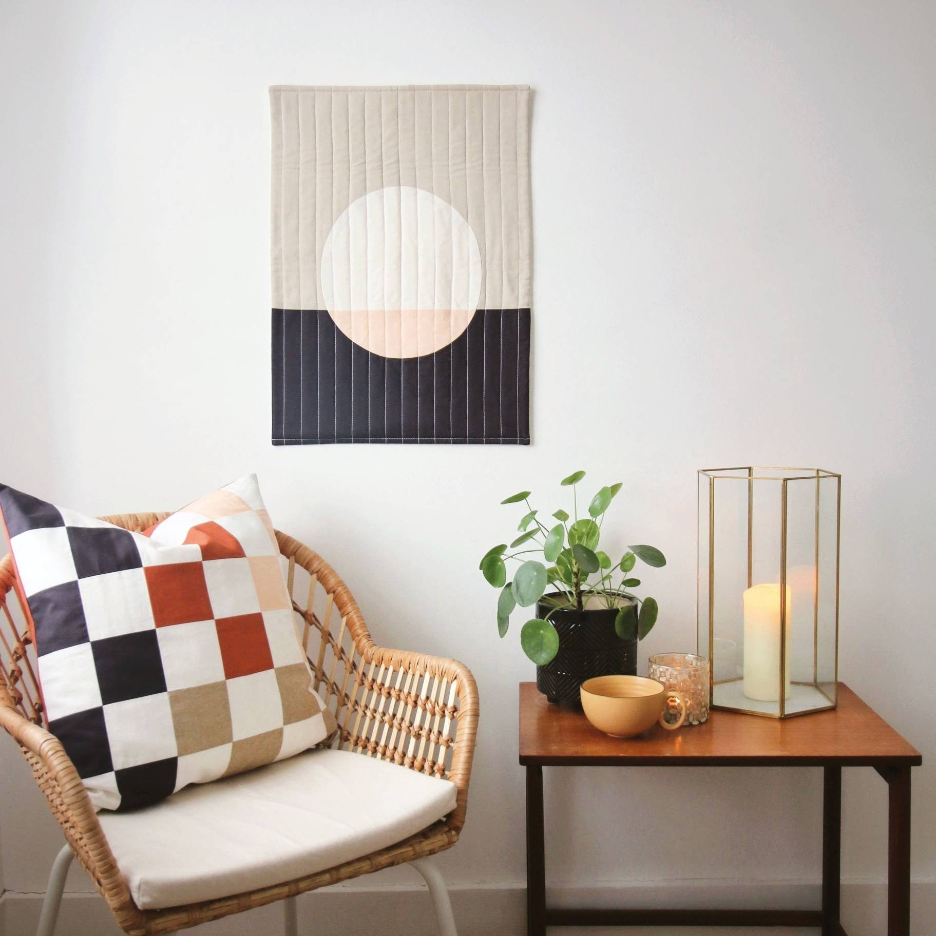 Accrochage Mural Minimal, Art de La Phase Lune, Accrochage Textile