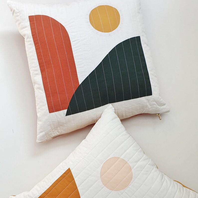 Mid century cushion cover. Rust colored throw pillow. Abstract Etsy