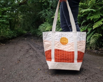 Quilted Tote - Large Canvas Bag - Totebag - Canvas Tote Bag with Pocket - Laptop Tote Bag - Minimalist Tote Bag - Work Tote