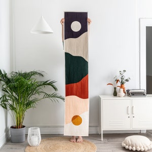 Long Wall Hanging Modern Table Runner Quilted Table Runner Cabin Dining Room Table Runner Thanksgiving Table Runner image 2