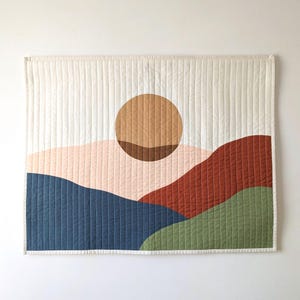 Colorful Handmade Wall Hanging Quilt – Large Textile Art Tapestry Wall Decor