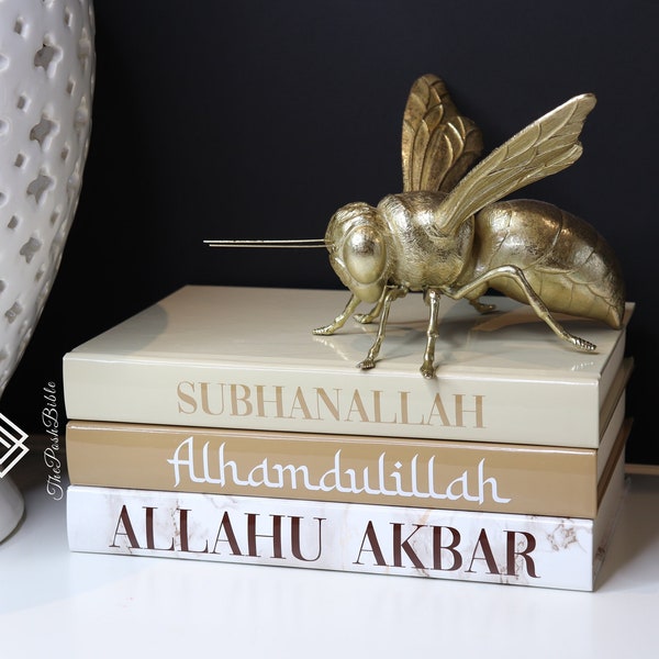 Islamitische Home Decor Salontafel Boekenset | Houd van Allah | BLANCO PAGINA Boeken | Beige Bruin Marmer