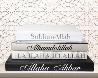 Islamic Home Decor Coffee Table Book set | Love Allah | BLANK PAGE Books | Silver Marble Black