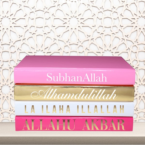 Islamic Home Decor Coffee Table Book set | Love Allah | BLANK PAGE Books | Pink & Gold