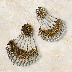 Kundan Chandbali Earrings with Pearl Drops – Indian Wedding Statement Jewelry