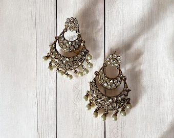 Chandelier Earrings with Pearl Drops