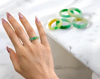 Genuine Jade Ring - Multi-color Yellow/orange/white/green Jade