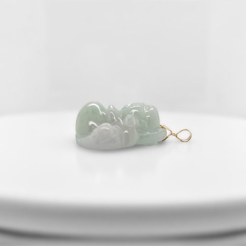 Genuine Laughing Buddha Pendant - Wide/Thick -Real 18K Necklace Bail-Unisex-Gift-Smile Buddha-Happiness-Green/Purple Jade-Lucky-Hotei-Wealth shops