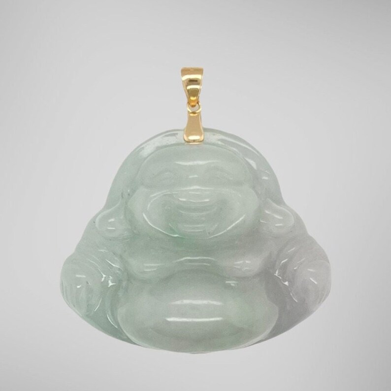 Genuine Laughing Buddha Pendant - Wide/Thick -Real 18K Necklace Bail-Unisex-Gift-Smile Buddha-Happiness-Green/Purple Jade-Lucky-Hotei-Wealth shops