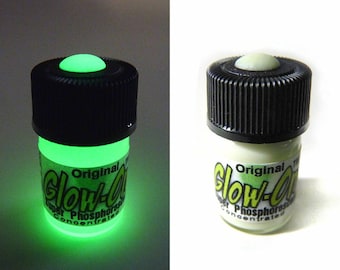 May include: A small glass bottle of glow-in-the-dark paint. The bottle is labeled "Original Glow-in-the-Dark Super Phosphorescent Concentrated".