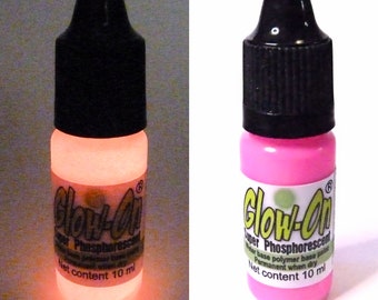 Glow On Super Phosphorescent Paint W/Tip Applicator, Hot Pink Color, Pink Glow, Small 10 ml Bottle, Concentrated Glow Paint Small Projects