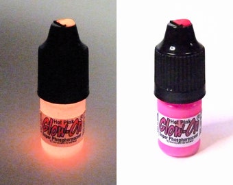 Glow On Super Phosphorescent Paint W/Tip Applicator, Hot Pink Color, Pink Glow, Small 3 ml Bottle, Concentrated Glow Paint Small Projects
