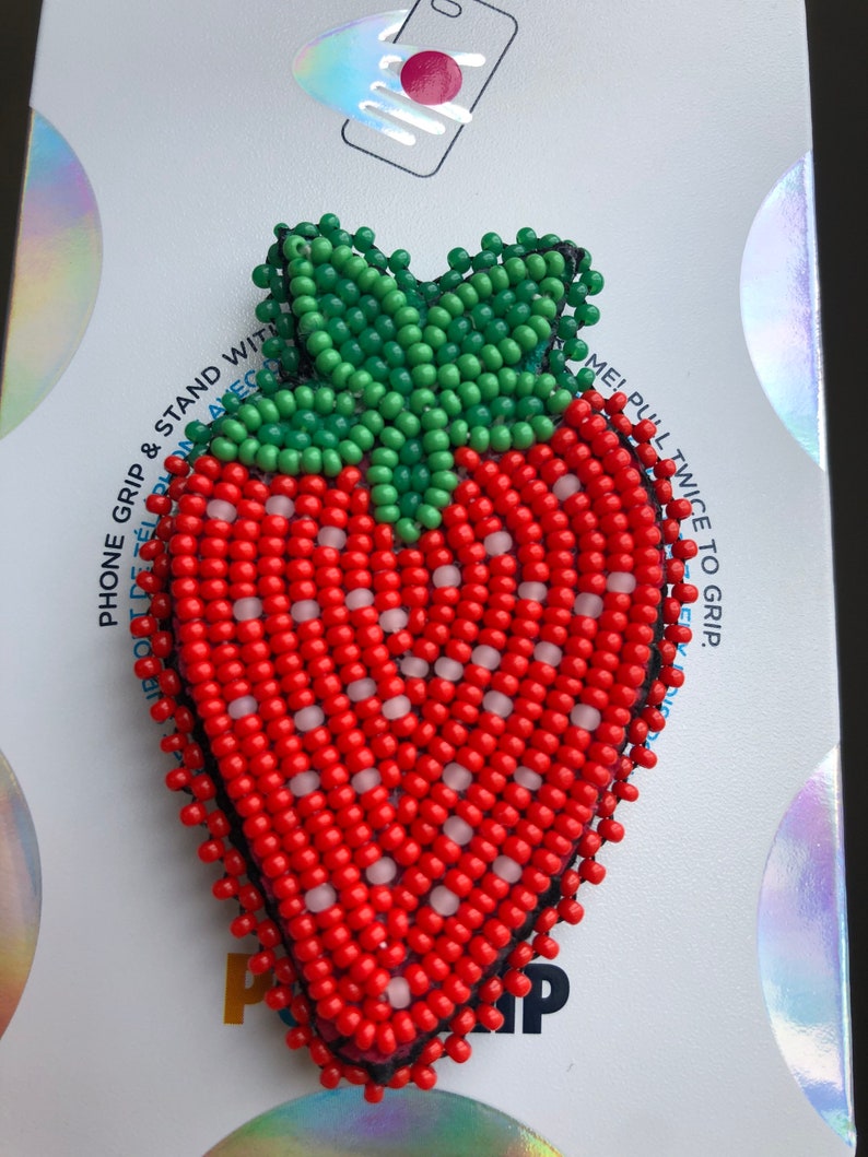 Strawberry Contemporary Beaded PopSocket Phone Accessory Etsy