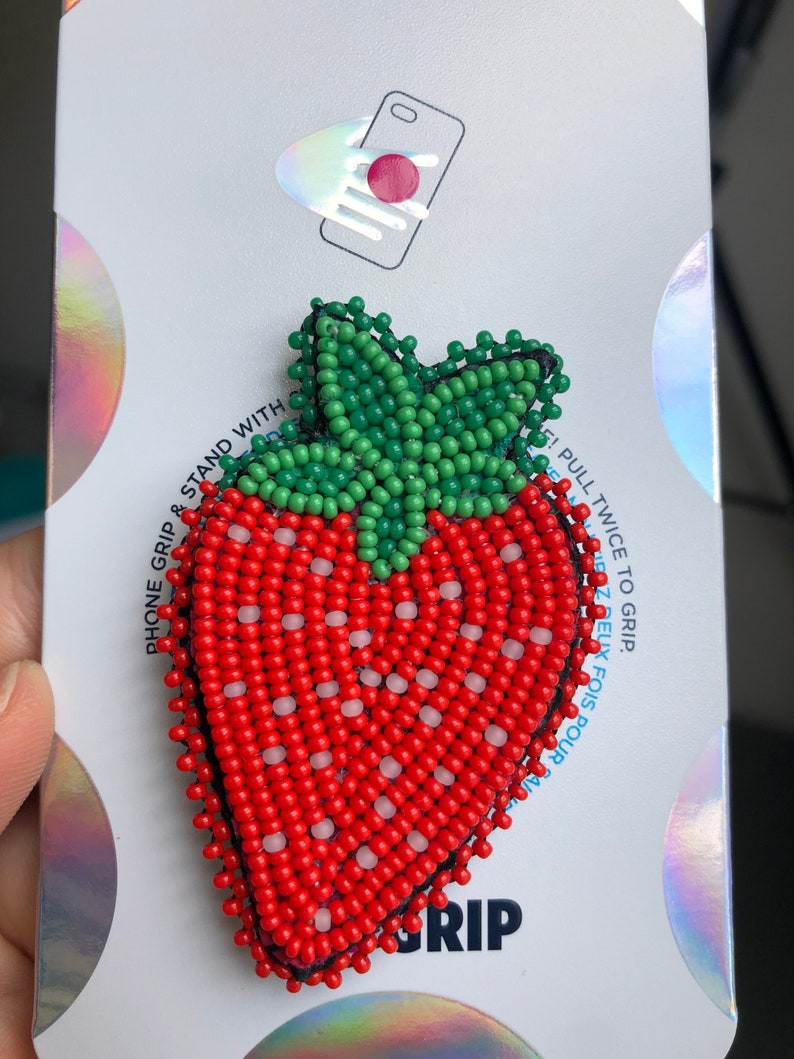 Strawberry Contemporary Beaded PopSocket Phone Accessory Etsy