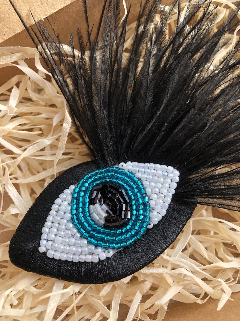 Black Boho Eye Brooch Beaded Brooch Beaded Eye Brooch Brooch Etsy