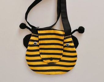 Shoulder bag in bee look, bag for children, bee bag