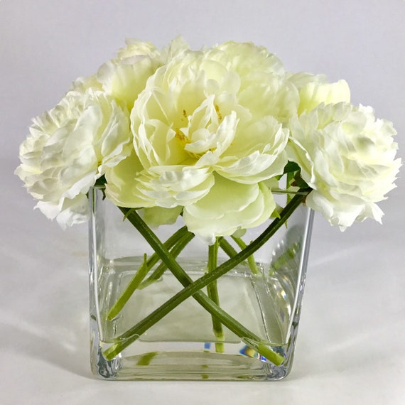 Silk Peonies And Ranunculus Real Touch In Acrylic Water Set In Etsy