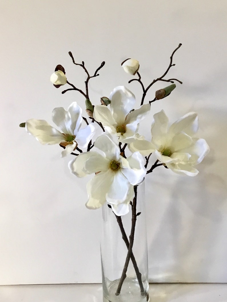 Magnolia Silk Magnolia in glass vase with acrylic water Flower Etsy