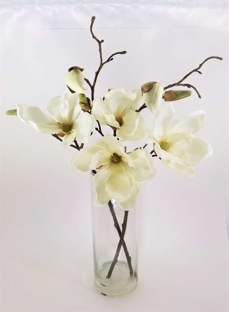 Magnolia Silk Magnolia in glass vase with acrylic water Flower Etsy