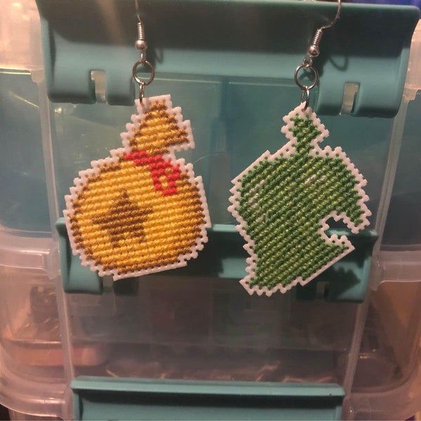 Cross Stitch Animal Crossing Mismatched Earrings