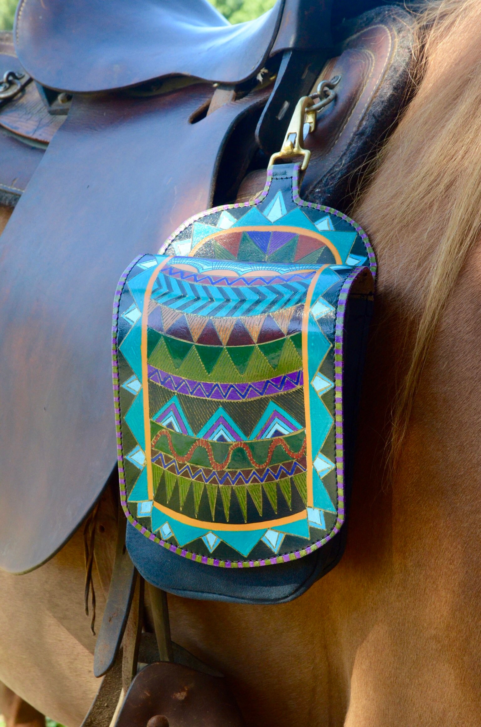 Horse Saddle Bag Leather Saddle Bag Hand painted Bag Etsy
