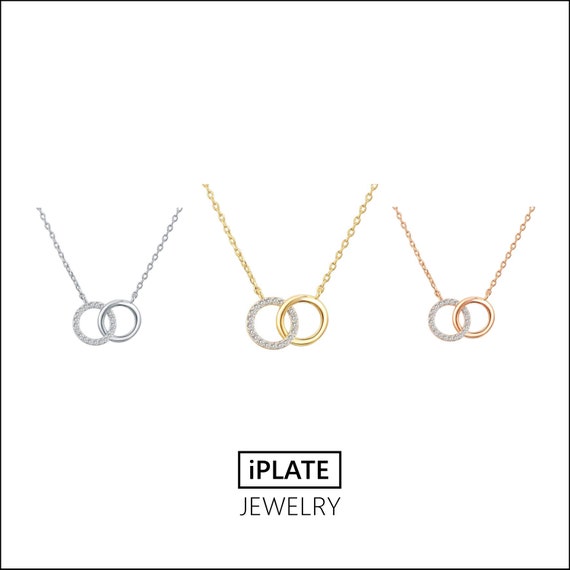 mother daughter interlocking circle necklace