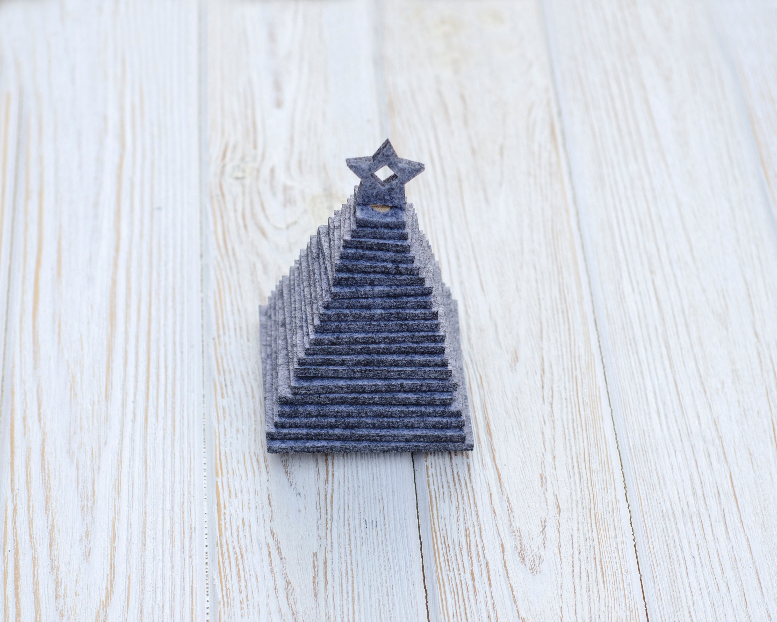 Minimalistic Felt Christmas Tree Desk Decor Small Grey Christmas Tree