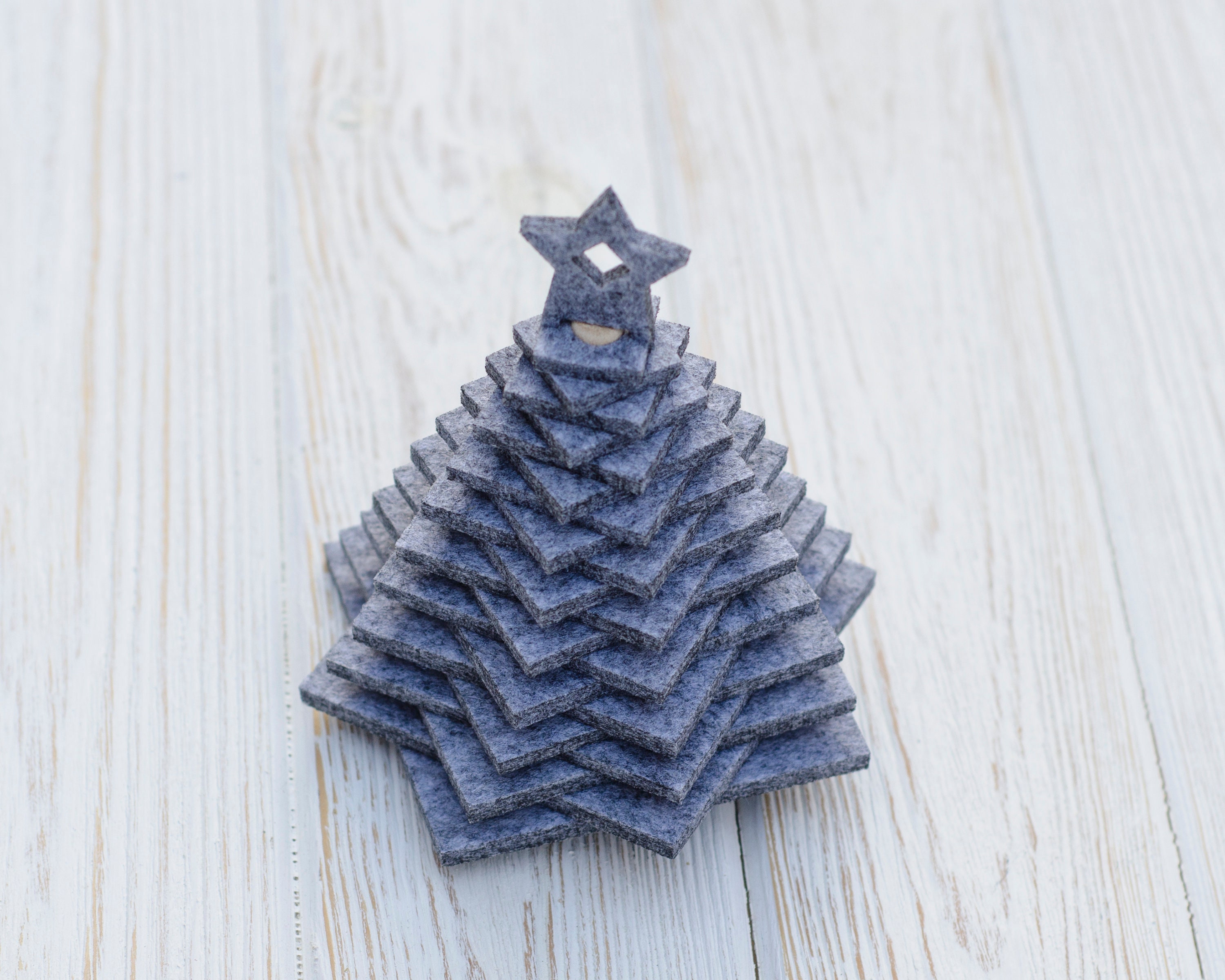 Minimalistic Felt Christmas Tree Desk Decor Small Grey Christmas Tree