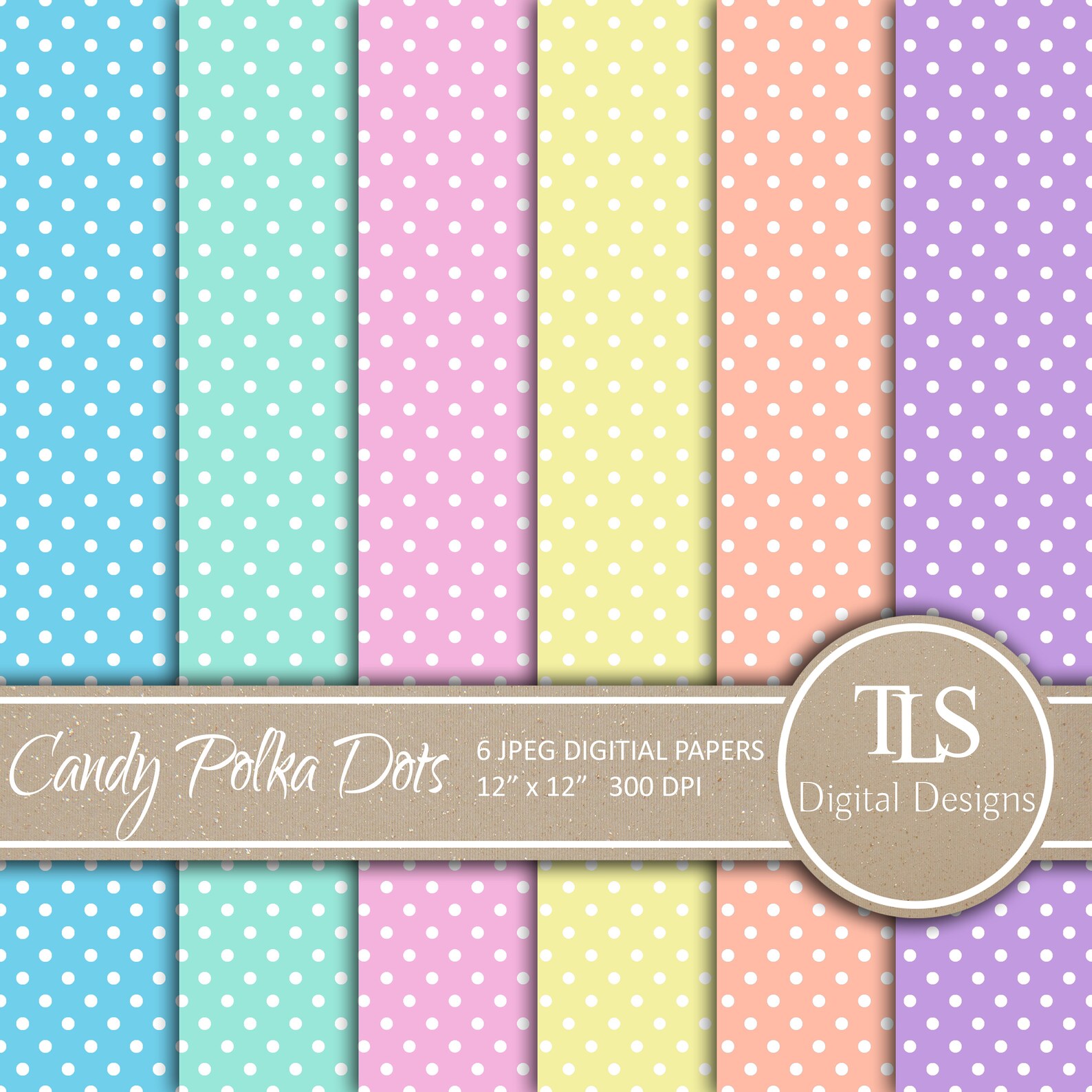 Candy Polka Dots Paper Scrapbooking Digital Paper Polka Dot Etsy