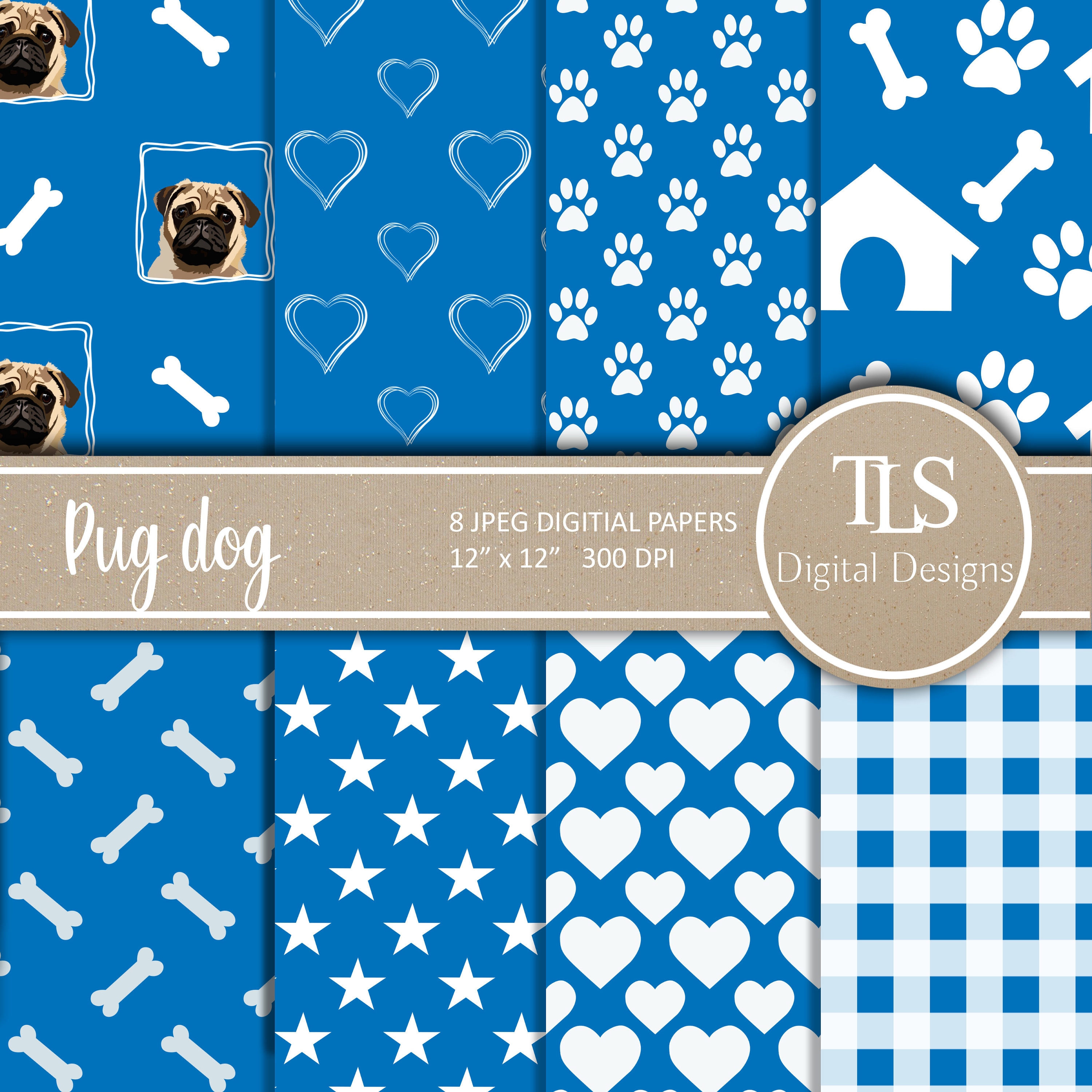 Dog scrapbook paper Pug scrapbooking paper Dog printable Etsy