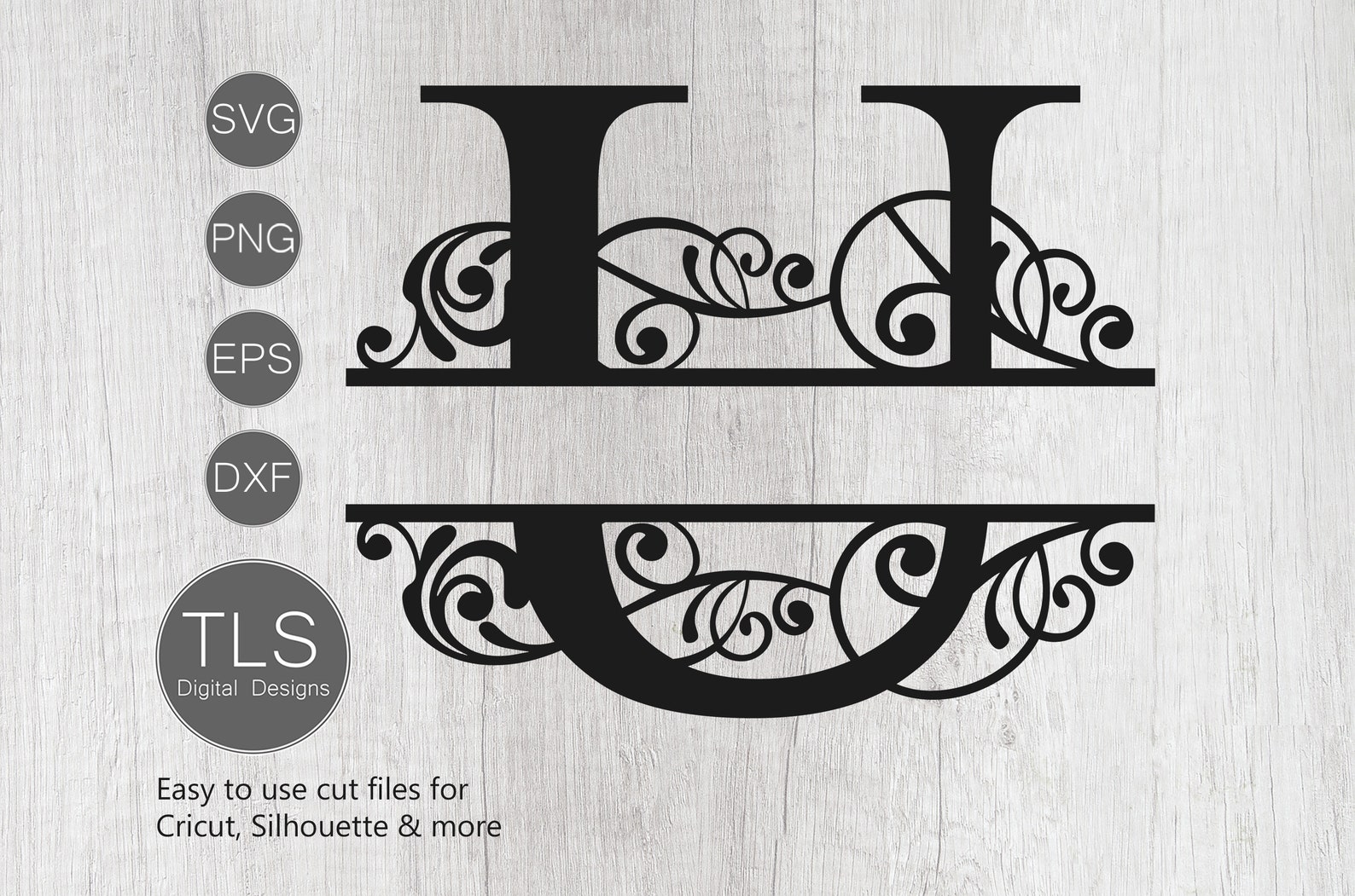 Letter U Split Monogram SVG Split Monogram SVG Letter U image 0.