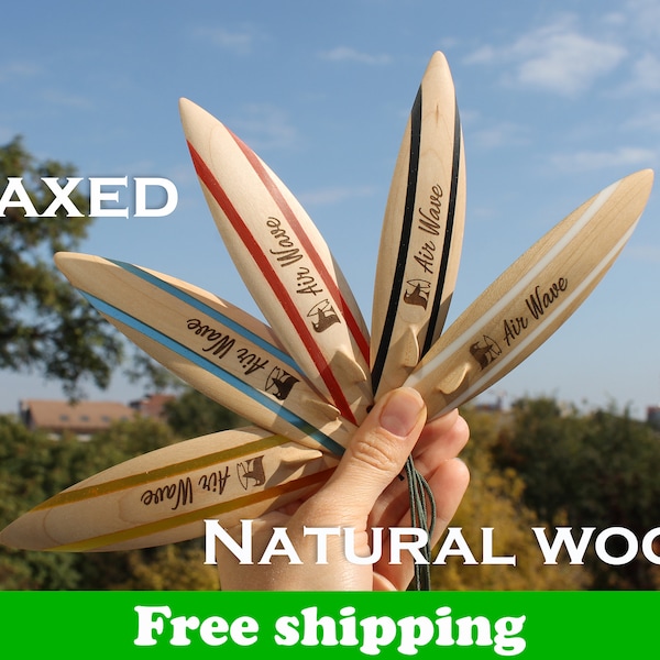 Finger SurfBoard Of Natural Wood. Mini Surfboard With Inlay. Keychain Surfboard. Gift For Friend In The Car. Surf with your inscription