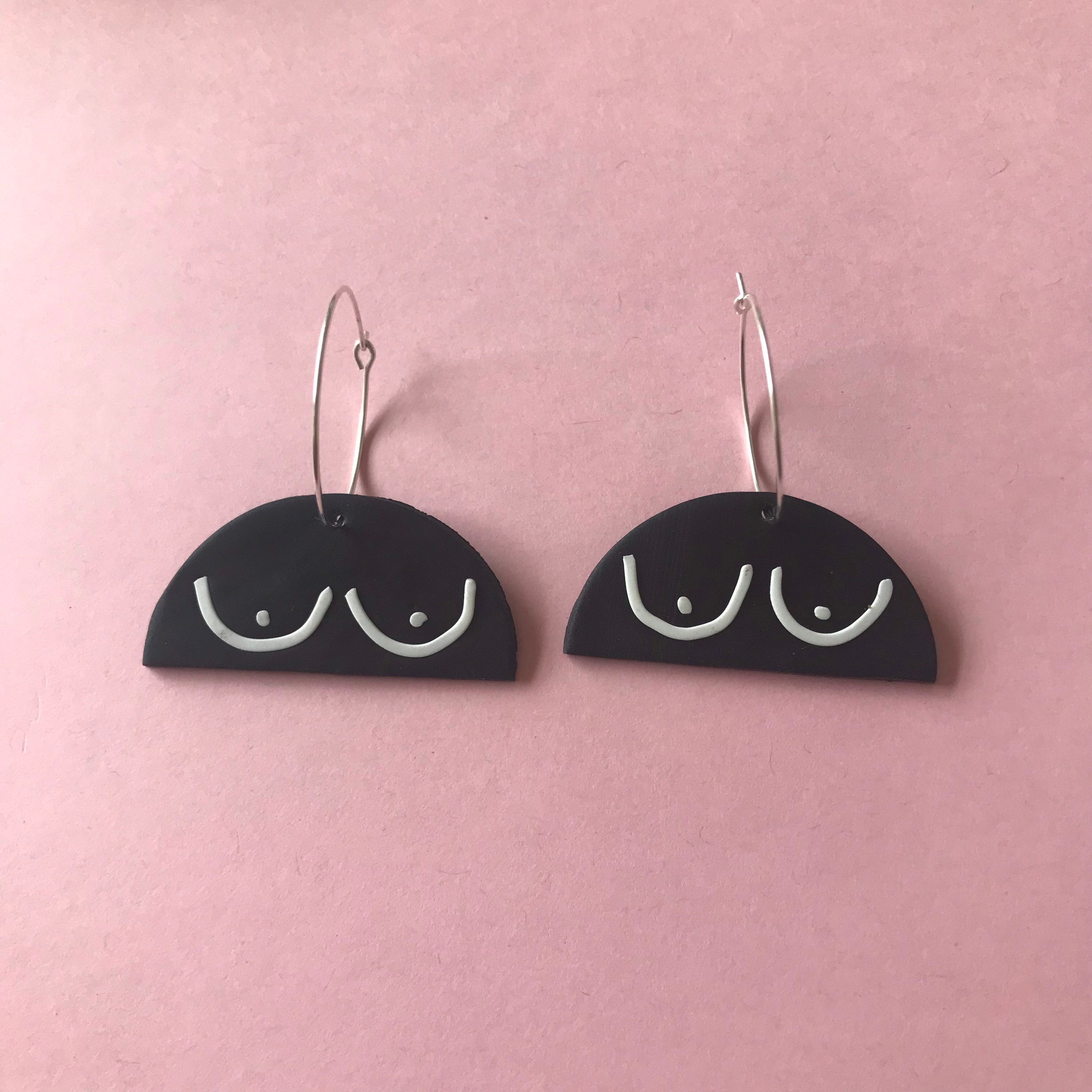 Body positive  Vitiligo handmade boob earrings