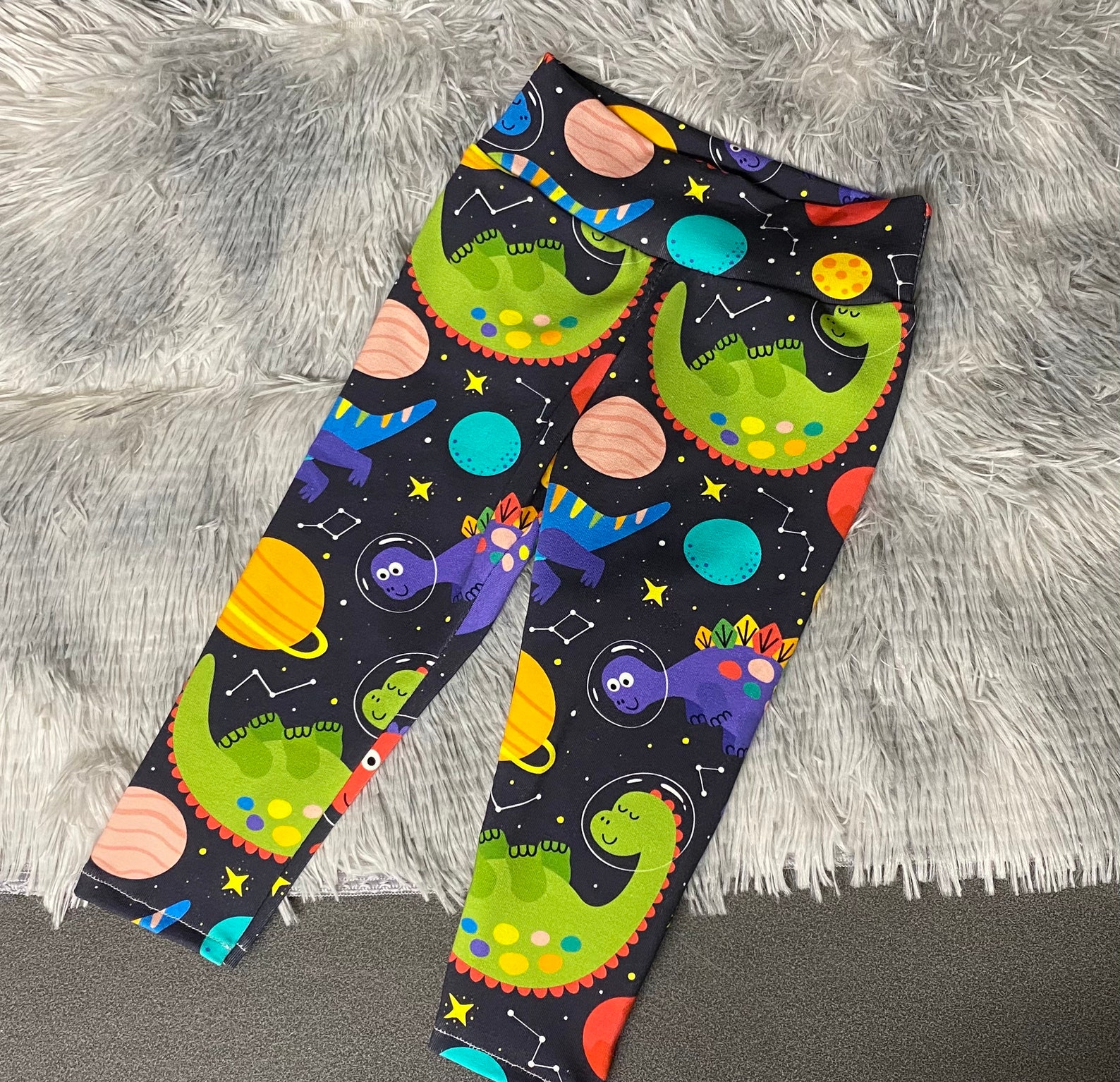 Fun Dino Leggings Kids Dinosaur Astronaut Legging Trousers Etsy