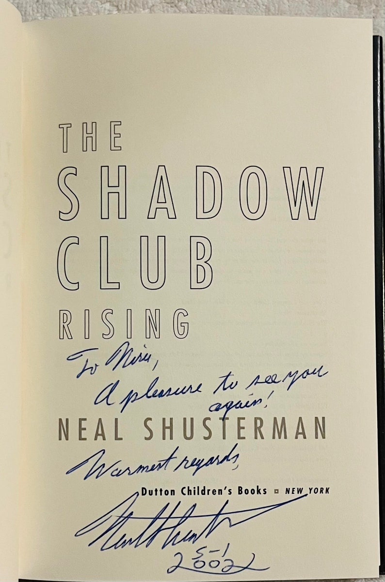 NEAL SHUSTERMAN - the Shadow Club Rising - SIGNED First Printing ...