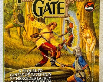 May include: A paperback book titled "The Chaos Gate" from "The Bard's Tale" series. The cover features a fantasy illustration of sword-wielding figures in a forest setting. The author's name, Josepha Sherman, is prominently displayed.