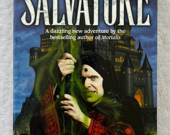 May include: A book cover for "Bastion of Darkness" by R.A. Salvatore. The cover features a dark blue background with a castle and a green-faced figure. The title and author's name are prominently displayed.