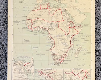 アフリカのビンテージ地図 - 物理地図 - 1935 年発行 - Etsy 日本