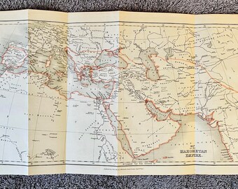 VINTAGE ANTIQUE MAP from 1855 - The Mahometan Empire - Islam - Suitable for Framing