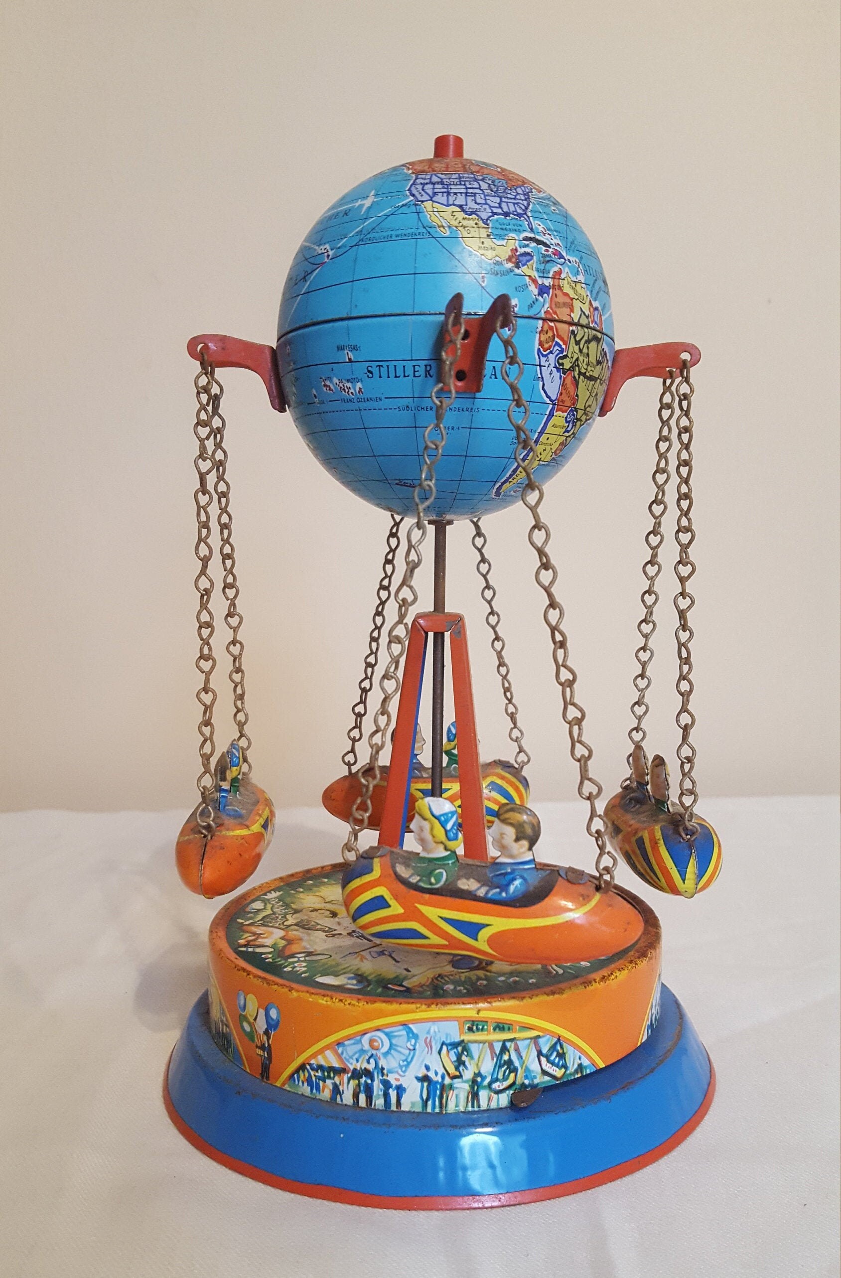 Tin Toy Carnival Rocket Ride Globe Carousel German Made by Etsy