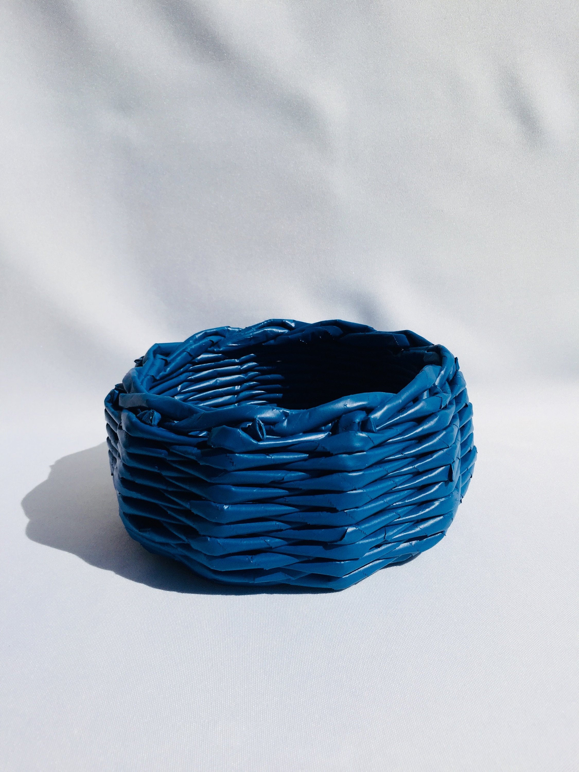 Panier Artisanal en Papier Recyclé - Bleu Luisart