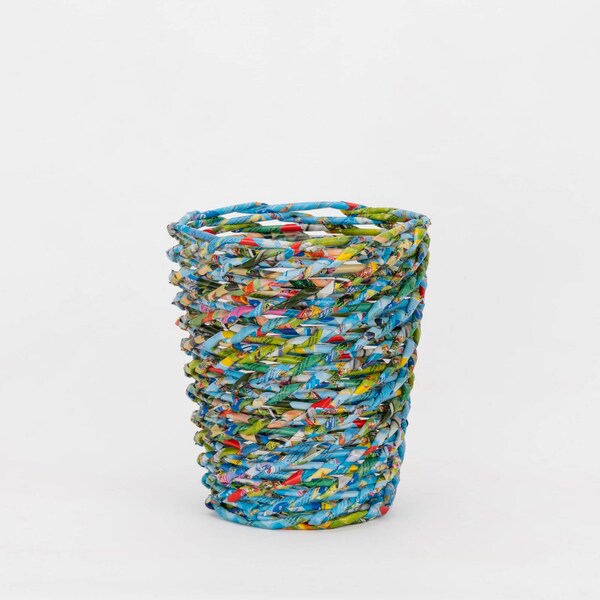 Wenda - Poubelle Bureau Écologique - Corbeille à Papier Artisanale en Osier de Papier recyclé PLAYMOBIL- Luisart
