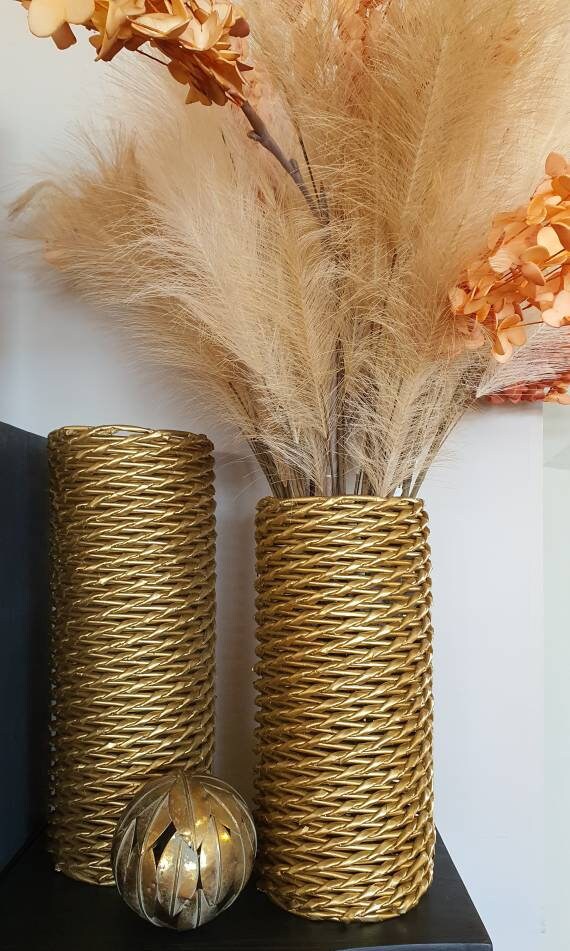 Kira - Ensemble de 2 Vases Doré en Papier Recyclé
