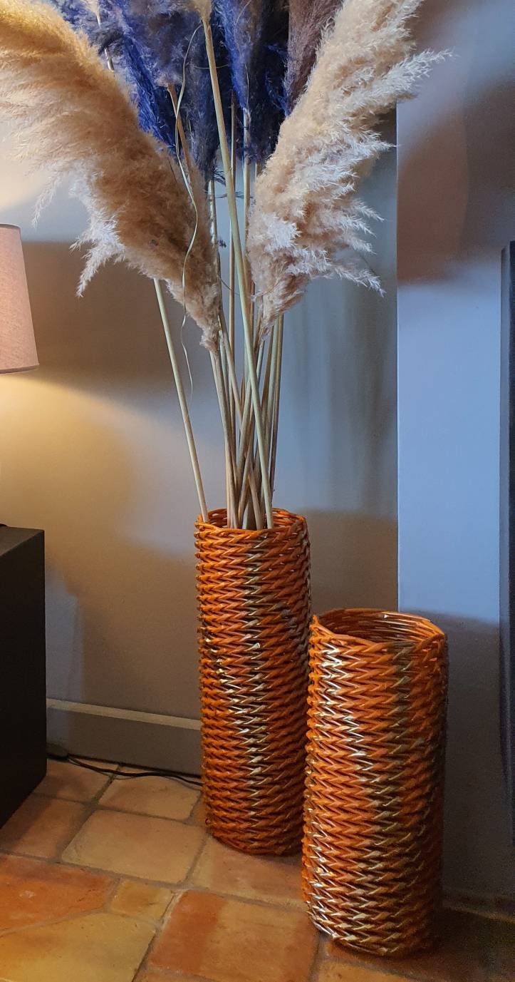 Kira - Ensemble de 2 Vases Orange, en Papier Recyclé