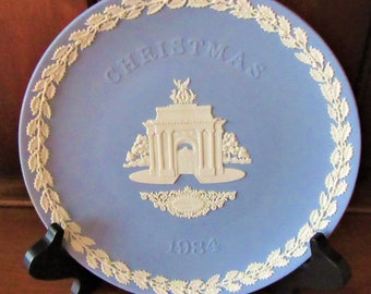 1984 Wedgwood Christmas Plate: Jasperware 